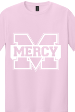 Gildan YOUTH Pink Tee with White Power M