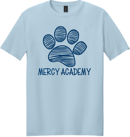 Gildan YOUTH Light Blue Mercy Academy Tee with Navy Blue Paw Print