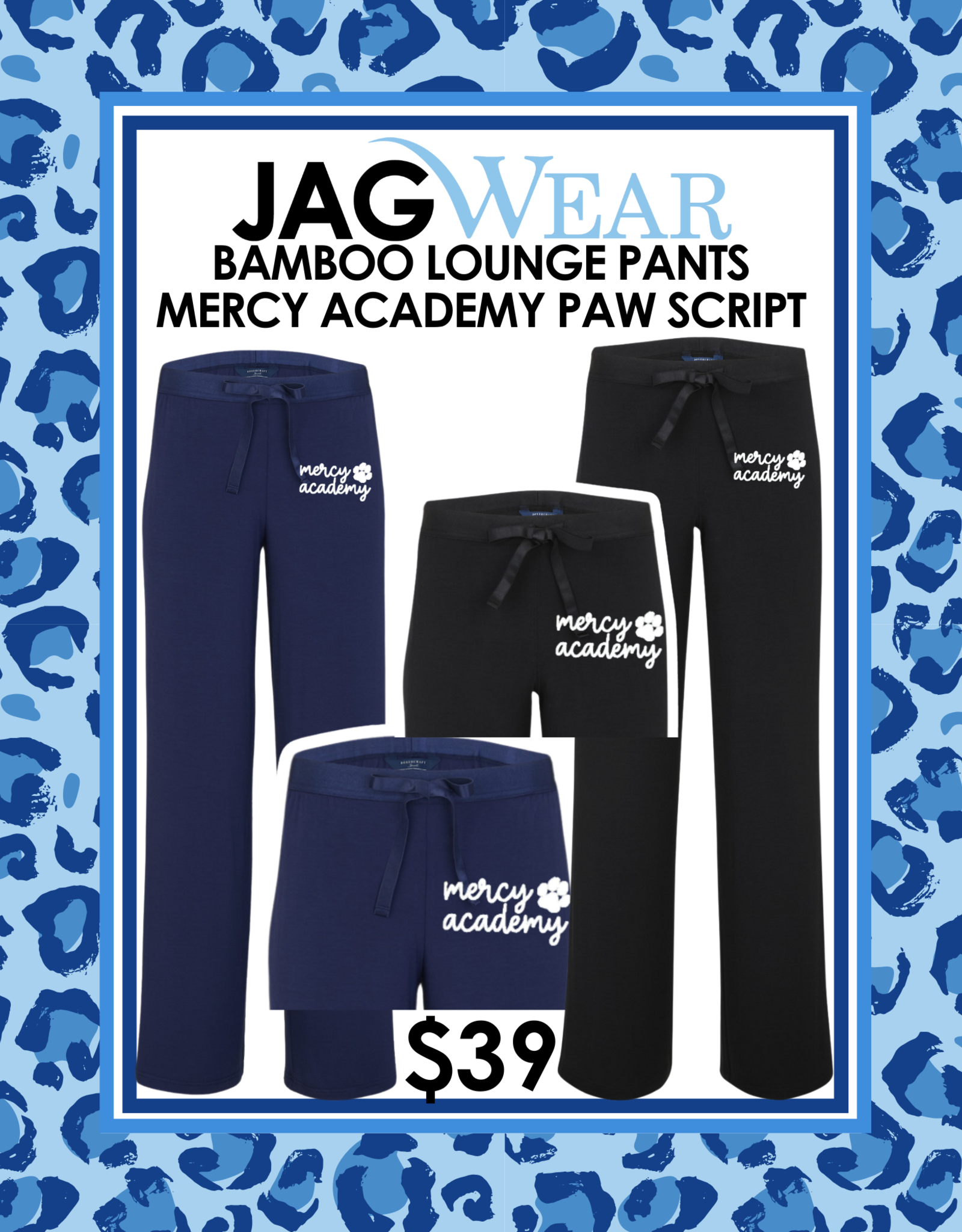 boxercraft Bamboo Lounge PantsMercy Academy Script Paw Print