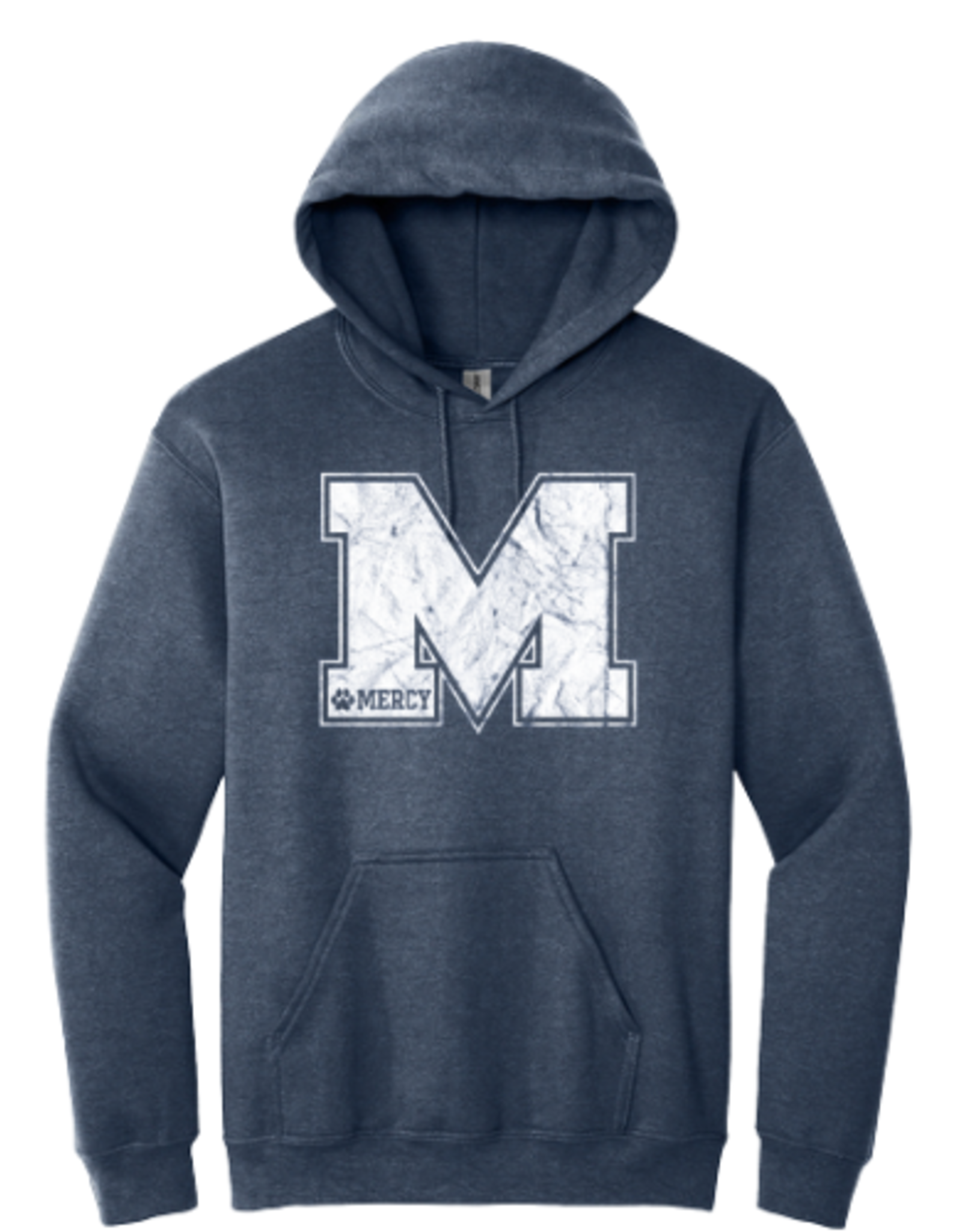 Gildan Distressed "M" with MERCY Paw Print Hoodie