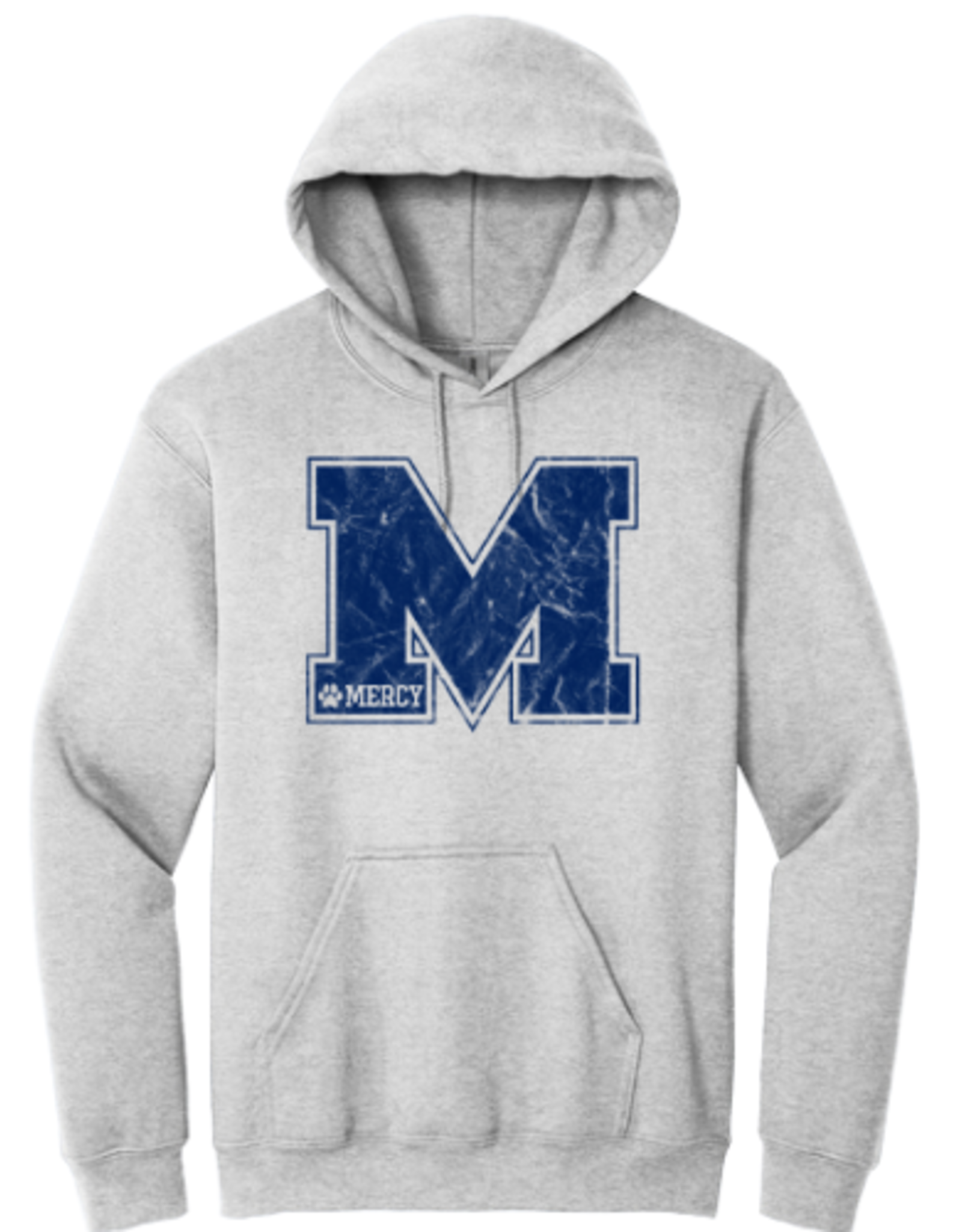 Gildan Distressed "M" with MERCY Paw Print Hoodie