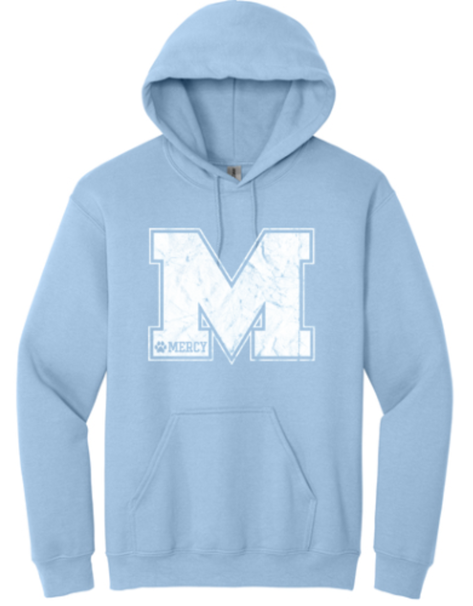 Gildan Distressed "M" with MERCY Paw Print Hoodie