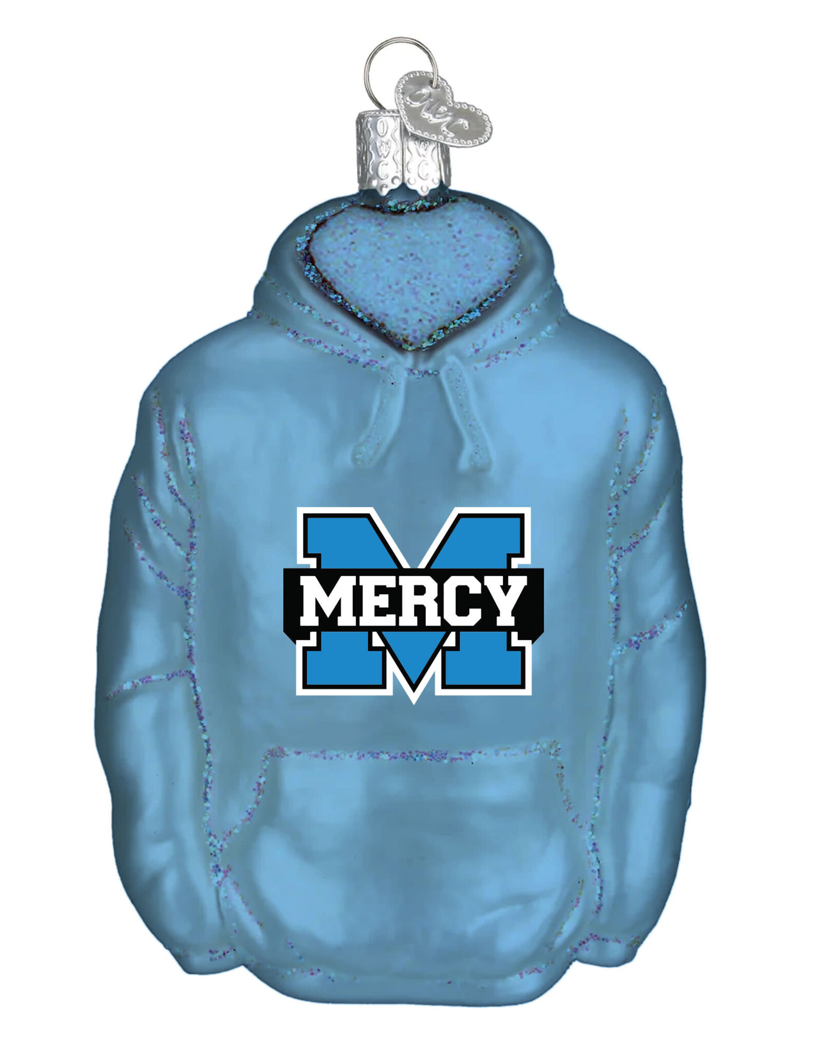 Jardine Associates Columbia Blue Power M Hoodie Glass Ornament