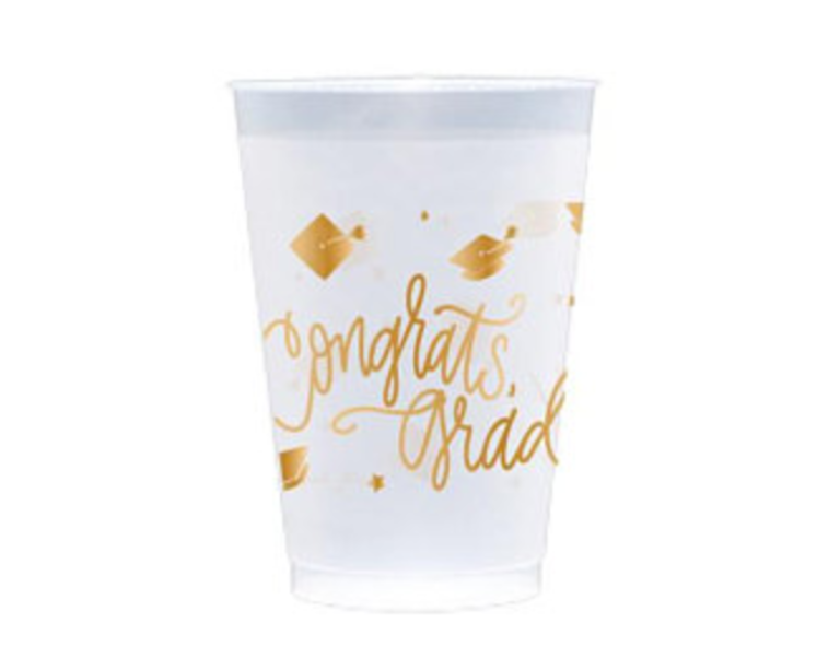 Congrats Grad 12oz Frosted Cups - Gold