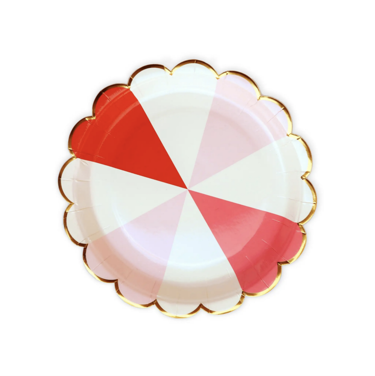 Pink and Red Round Color Block 9" Plates (8ct)