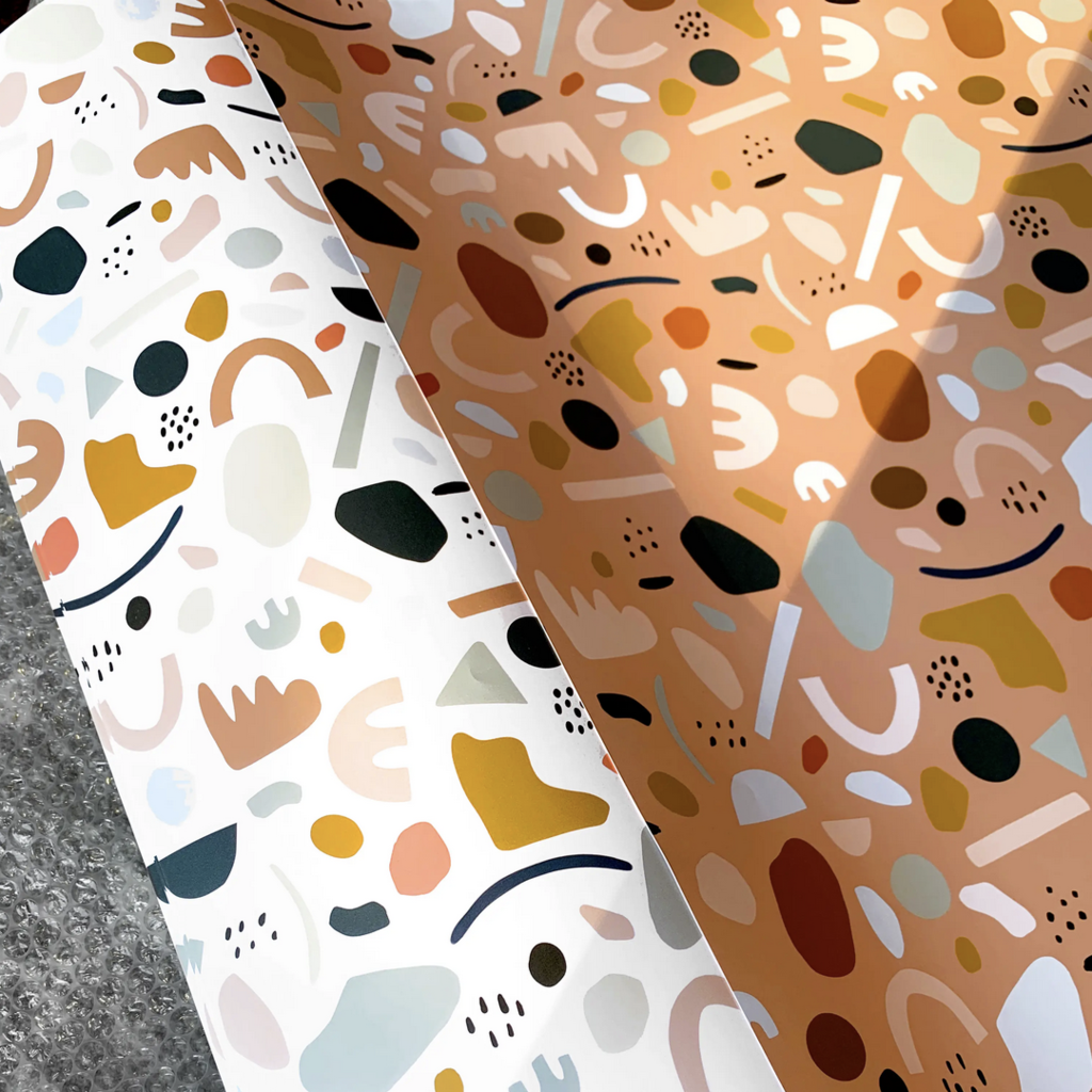 Terracotta Abstract Terrazzo Wrapping Paper Sheets