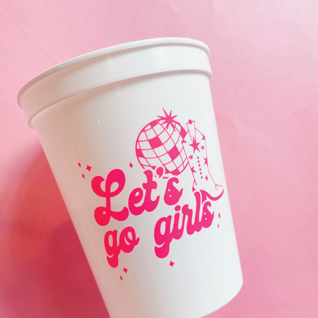 Nefelibata 50 Pack Let's Go Girls Party Plastic Cups 15OZ Cowgirl