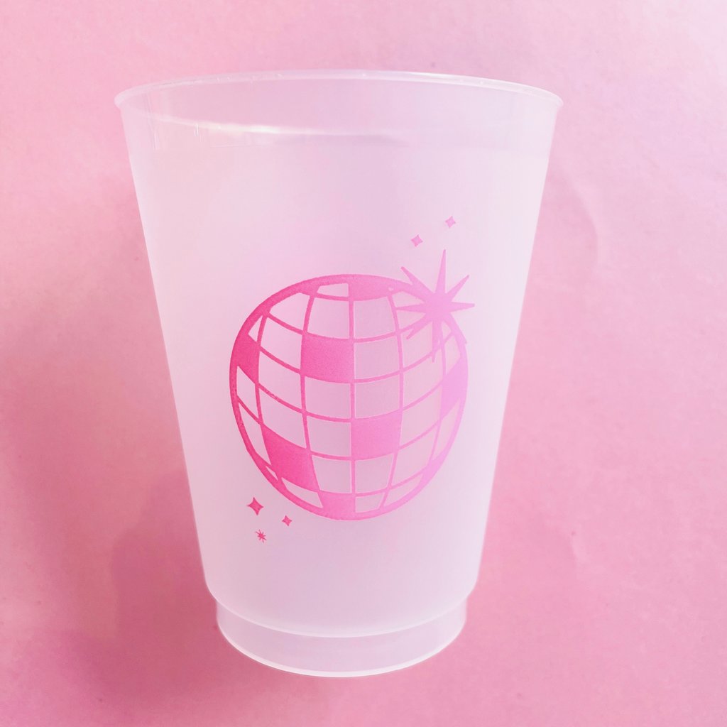 Pink Disco Ball Cups Rock Paper Scissors
