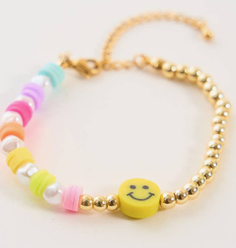 Pearl & Gold Beaded Smiley Bracelet