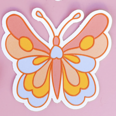 Pinks/Blue/Yellow Butterfly Sticker