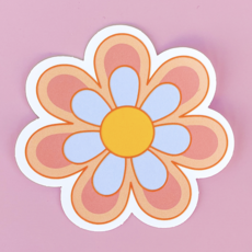 Peach/Blue Flower Sticker