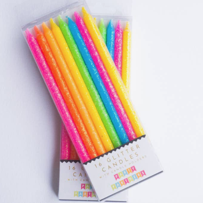 Tall Neon Rainbow Gradient 16 Candle Set