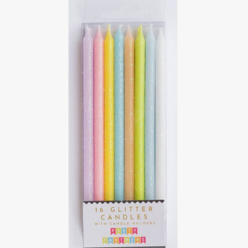 Tall Pastel Rainbow Gradient 16 Candle Set