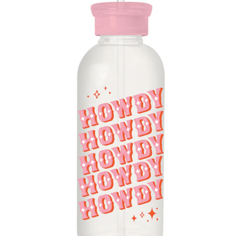 Howdy Partner Glass Waterbottle with Straw