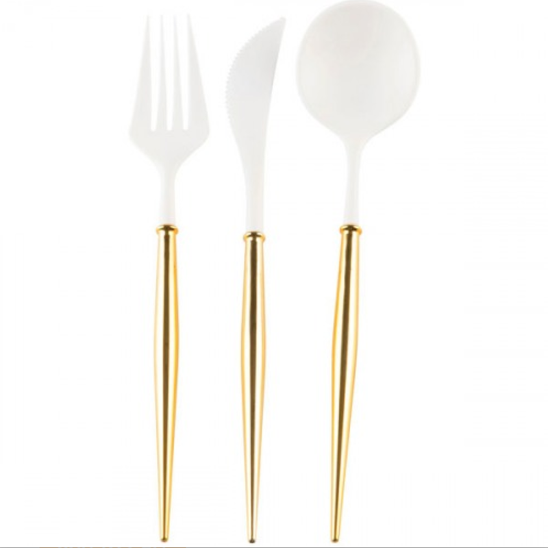 Bella Cutlery Wht/Gold Handle S/24