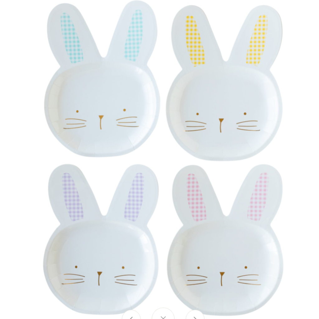 Gingham Bunny Shaped Plates