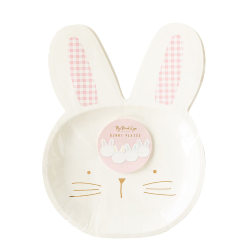 Gingham Bunny Shaped Plates