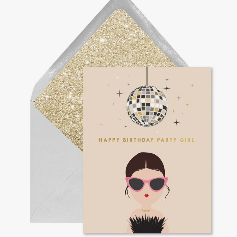 Disco Party Girl Birthday Card