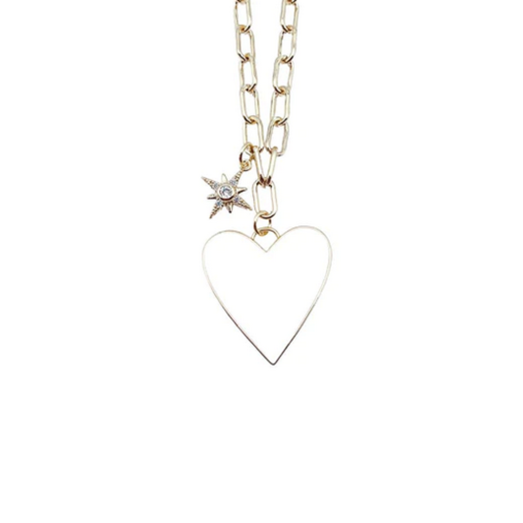 White Heart/Star Necklace