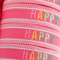 Hot Pink Happy Embroidered Bracelet
