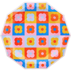 Retro Flower Decagon Paper Plates