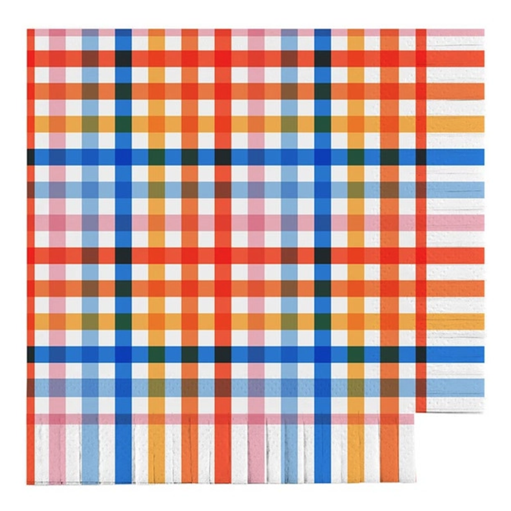 Retro Plaid Fringe Napkins