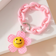 Pink Flower Smile Keychain