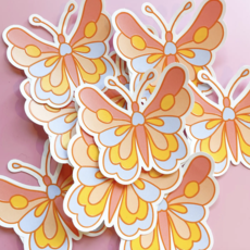 Pinks/Blue/Yellow Butterfly Sticker