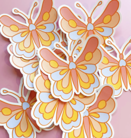 Pinks/Blue/Yellow Butterfly Sticker