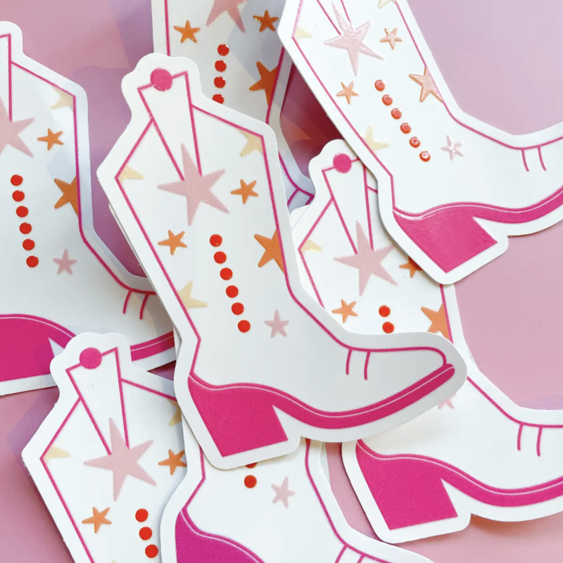 Pink Cowboy Boot Sticker