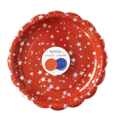 Red/Blue Sparklers Scallop Plates
