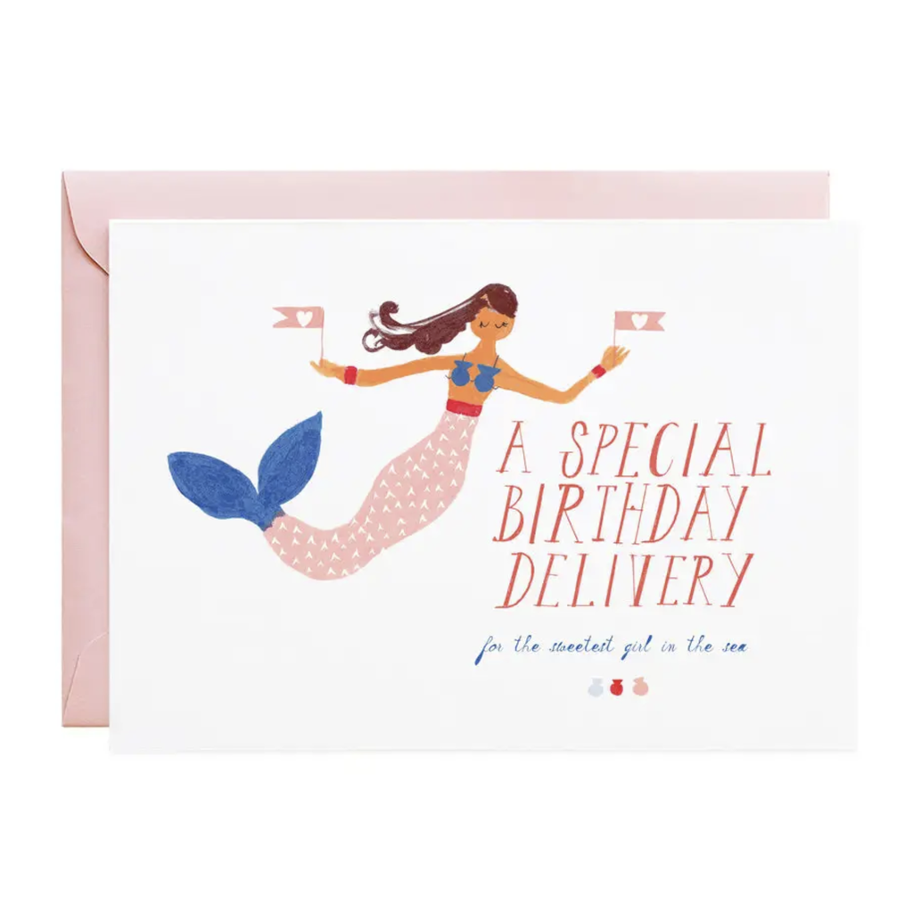 Mermaid Special Delivery Birthday Card Rock Paper Scissors