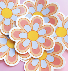 Peach/Blue Flower Sticker