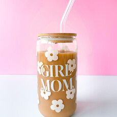 Girl Mom Flower Latte Glass