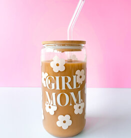 Girl Mom Flower Latte Glass