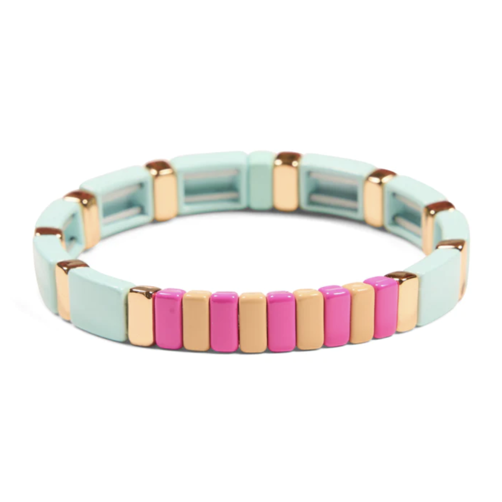 Blue & Pink/Melon Tile Bracelet