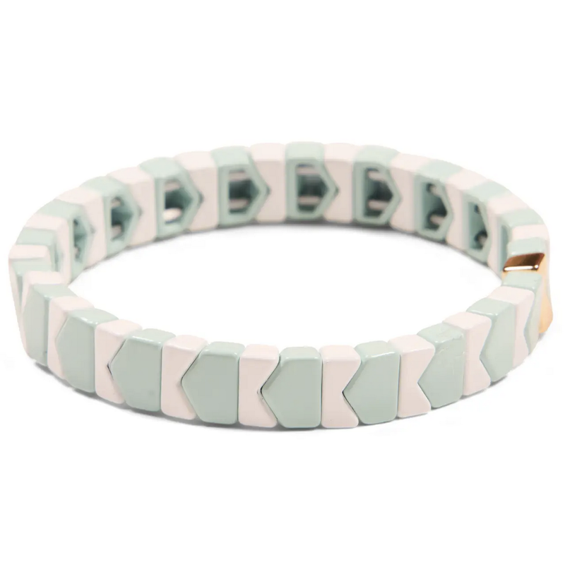Sage & White Arrow Tile Bracelet
