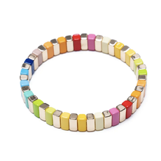 Tall Gold/Rainbow Colored Tile Bracelet