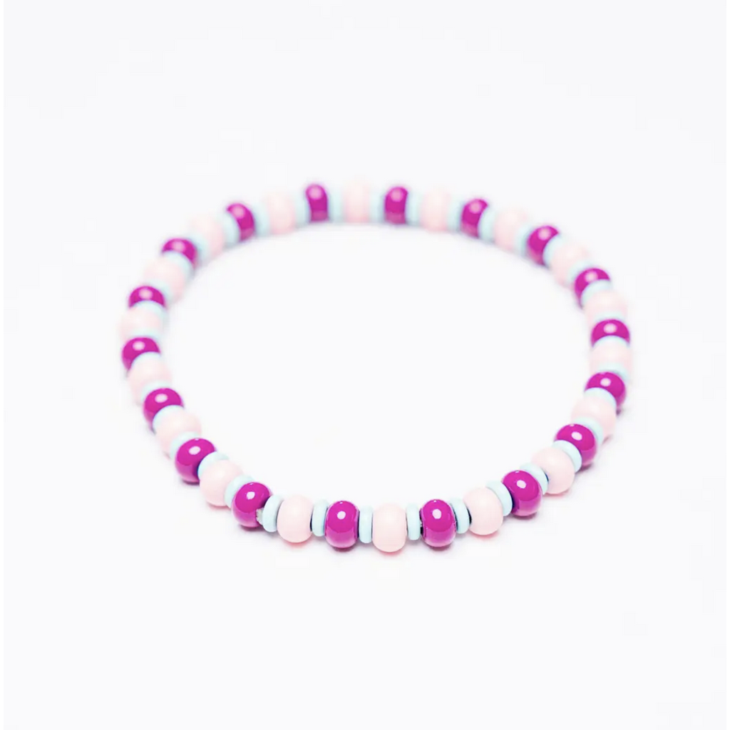 Light Pink & Purple Stretch Beaded Bracelet