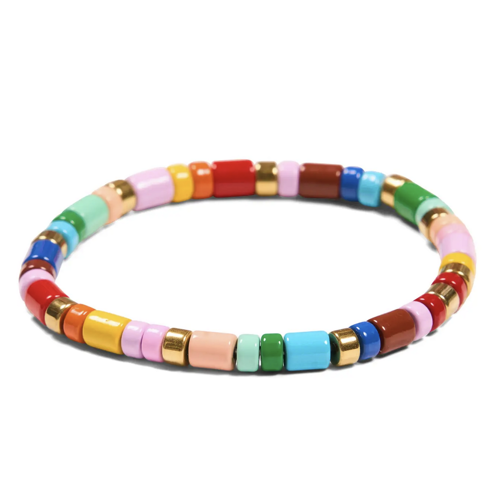 Bright Colored & Gold Pull On Bracelet