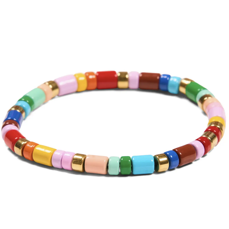 Bright Colored & Gold Pull On Bracelet