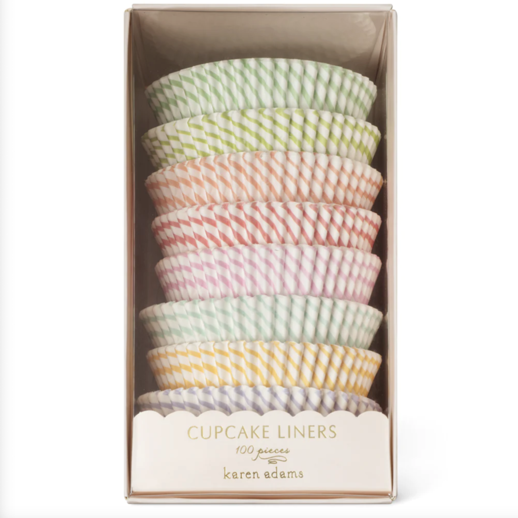 Round Pastel Stripe Cupcake Liners