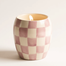 Lavender Mimosa Checkered Porcelain Vessel