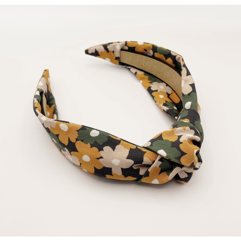 Green Fall Floral Knotted Headband