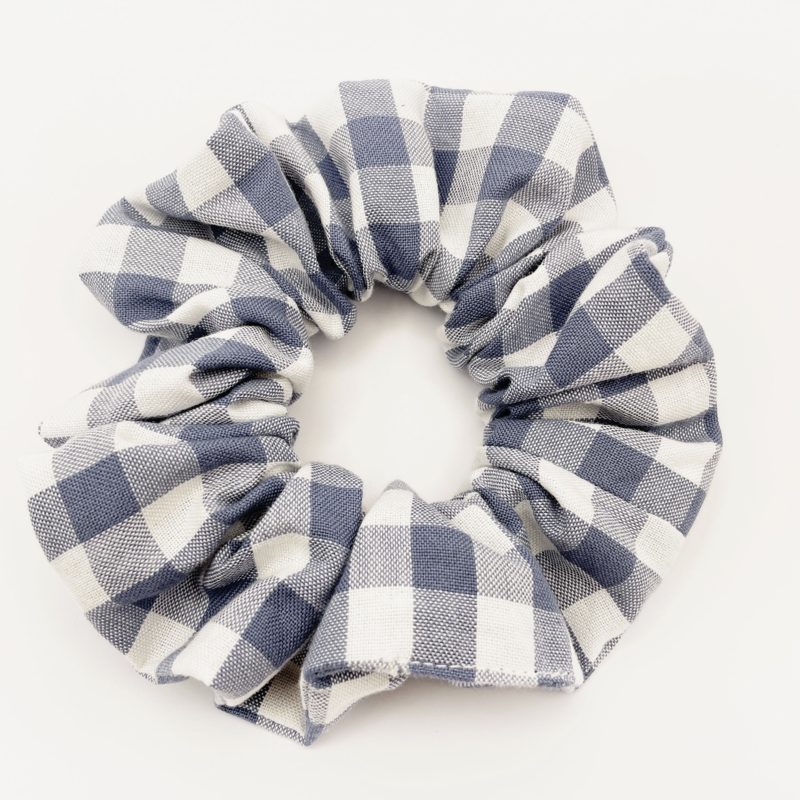 Slate Blue Gingham Scrunchie