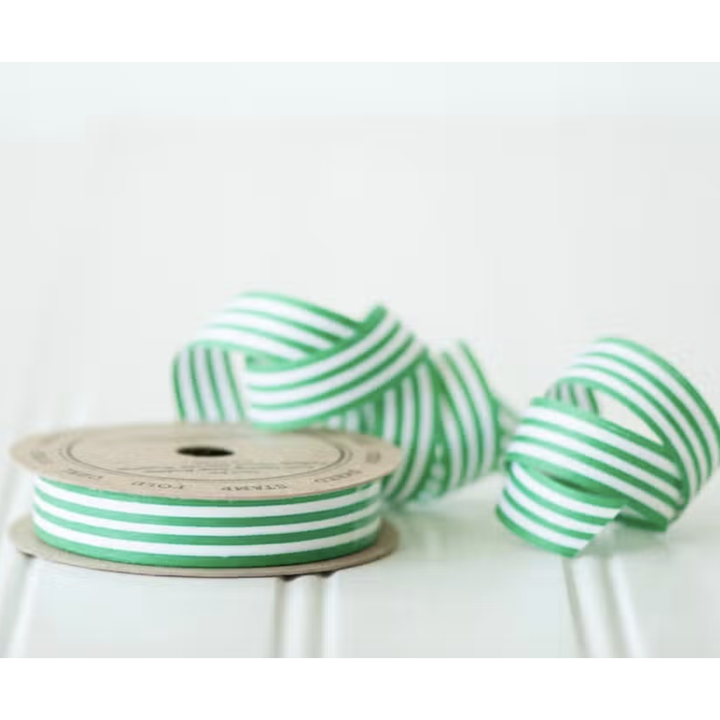 Green and White Curling Ribbon