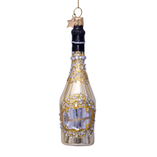 Glass Gold Champagne Bottle Ornament