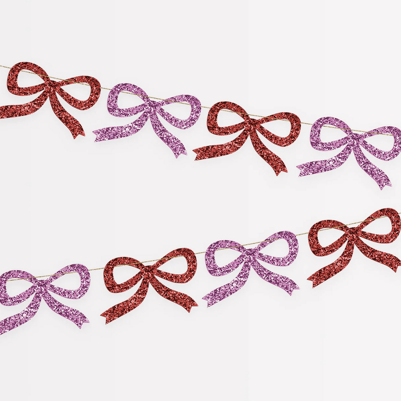 Red & Pink Glitter Bow Garland