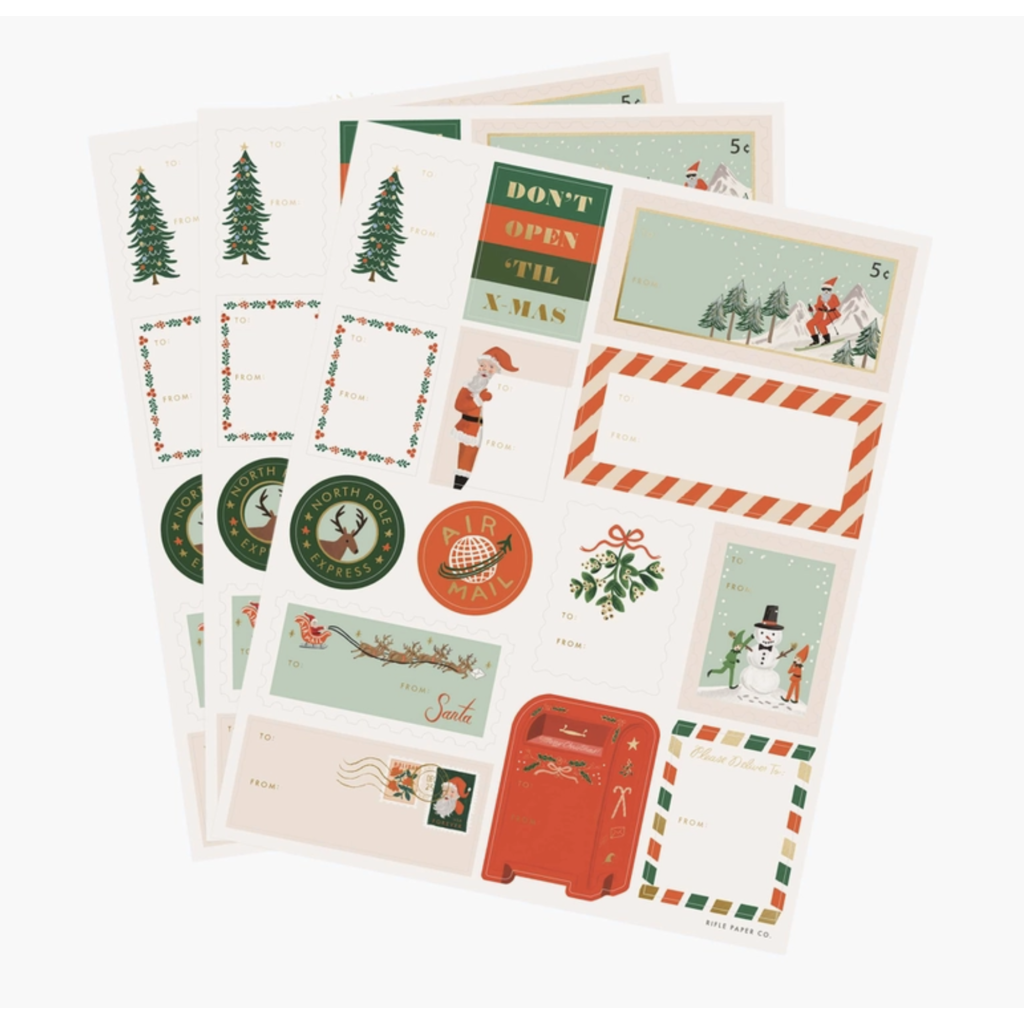 Pack of 3 Santa's Workshop Stickers & Labels