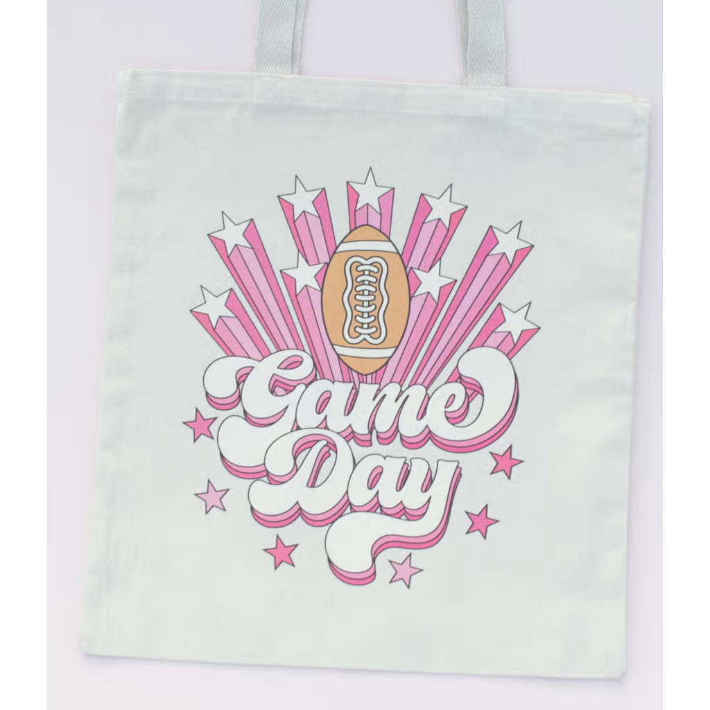 Pink Game Day Football Tote Bag
